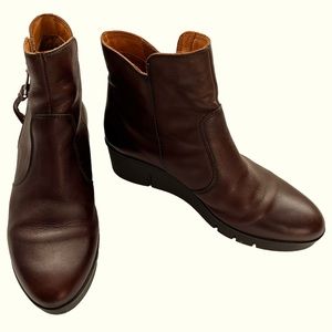 PIKOLINOS Balerma Zip Wedge Leather Boot, 39/8.5, Brown, Quiet Luxury